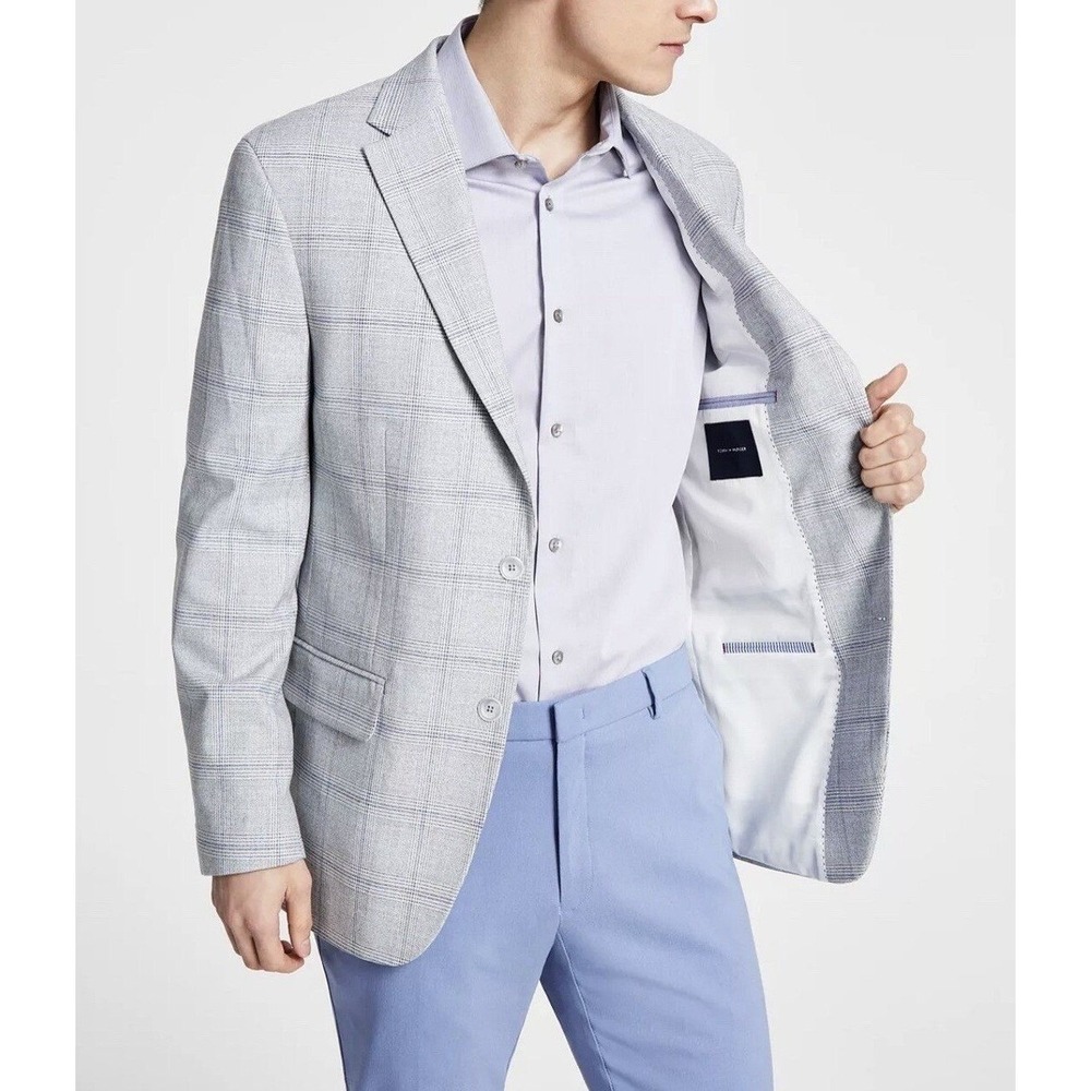Tommy Hilfiger Sport Coat 50R Light Blue Linen Cotton Blazer Hamptons Wedding